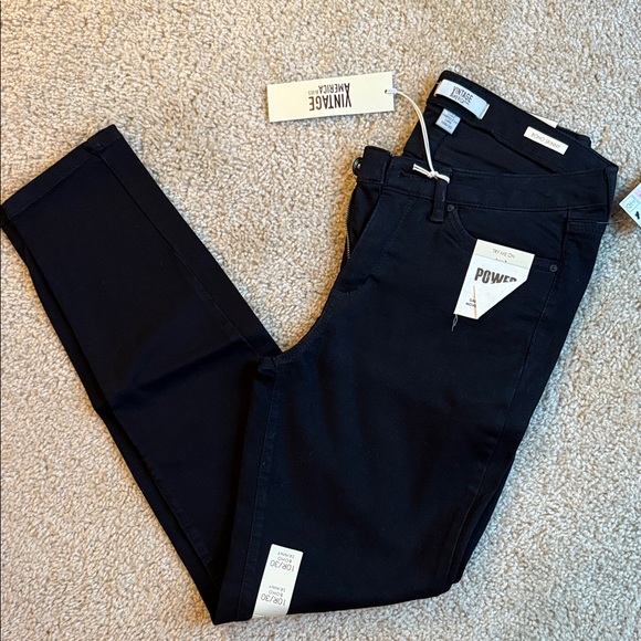Vintage America Denim - Vintage America Blues black Jean boho skinny stretchy size 10 30 zip up